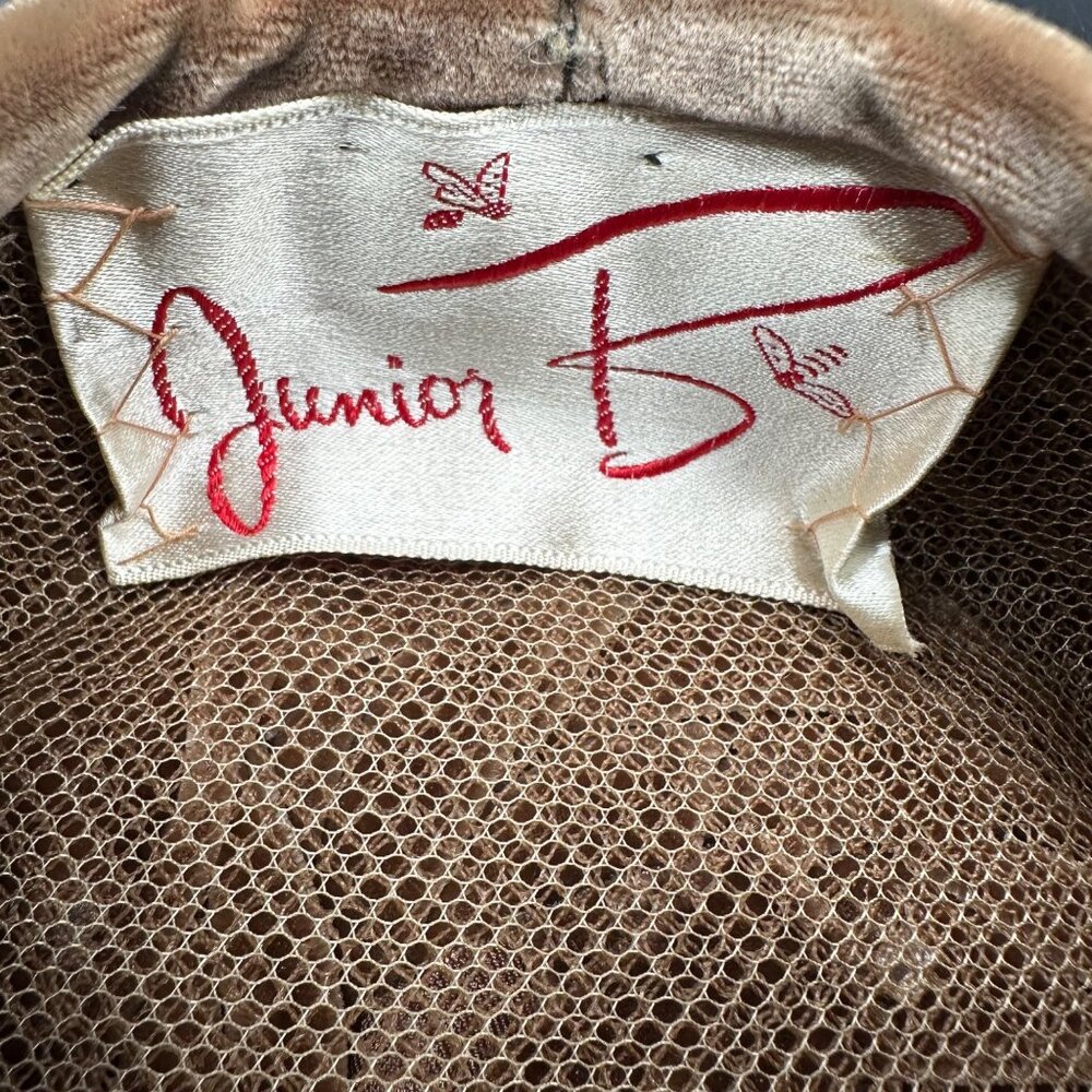 Vintage Pillbox Hat Bow Brown Velvet Junior B Retro Turban Style Mid Century - Picture 7 of 8